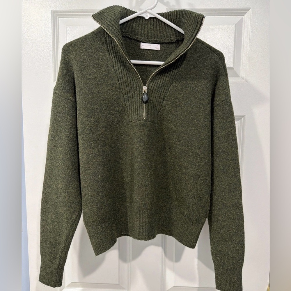 LC Lauren Conrad Olive Green Half-Zip Pullover